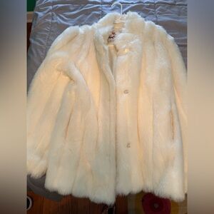 Elegant Cream Faux Fur Coat